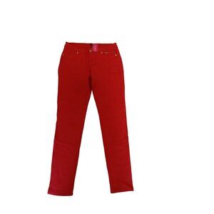 Cisono AGaci Womens Red Pants Size L Rayon/Nylon/Spandex Blend Slim Fit